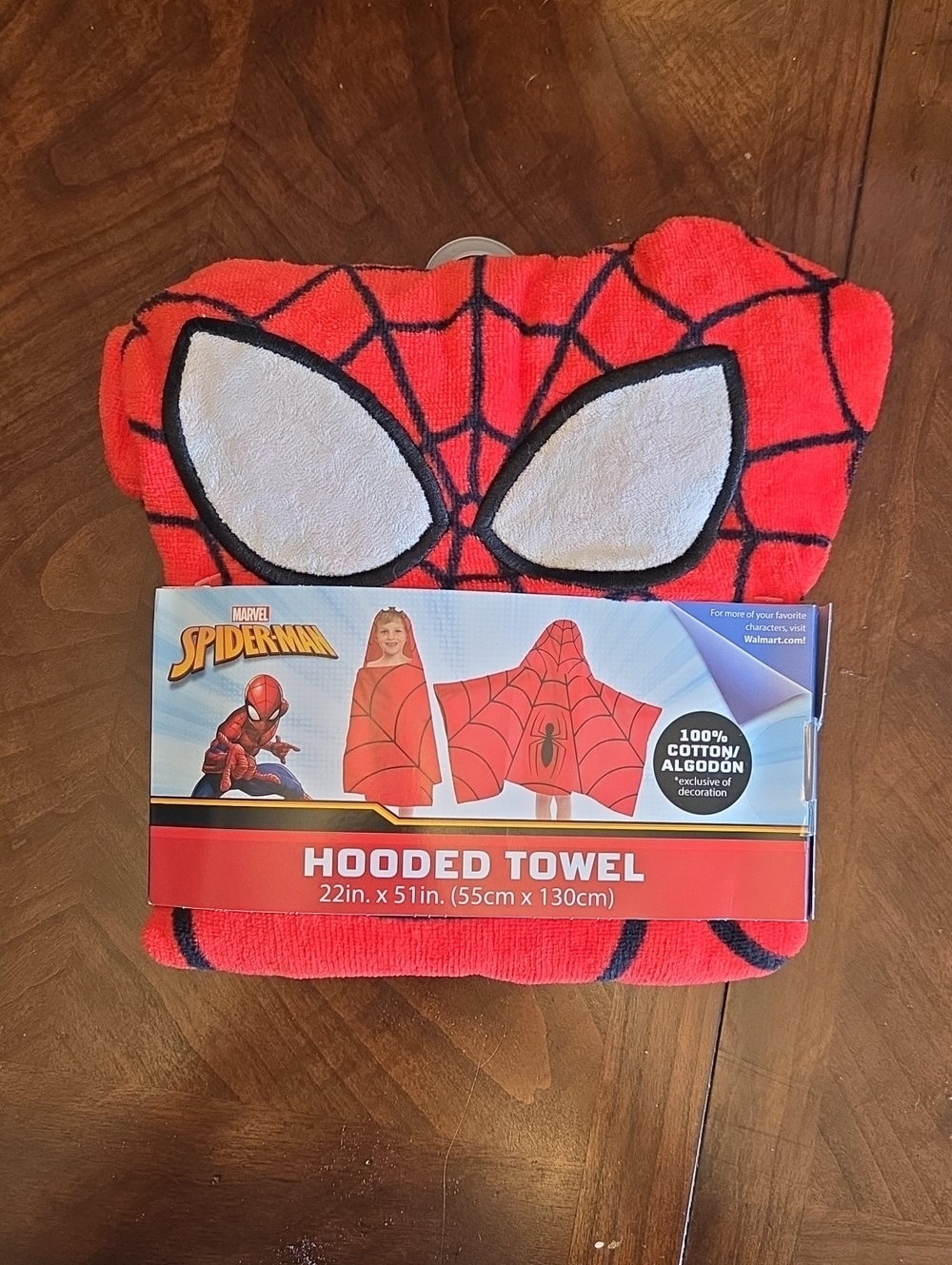Marvel Spider-Man Red Hooded Kids Towel with White Eye Accents